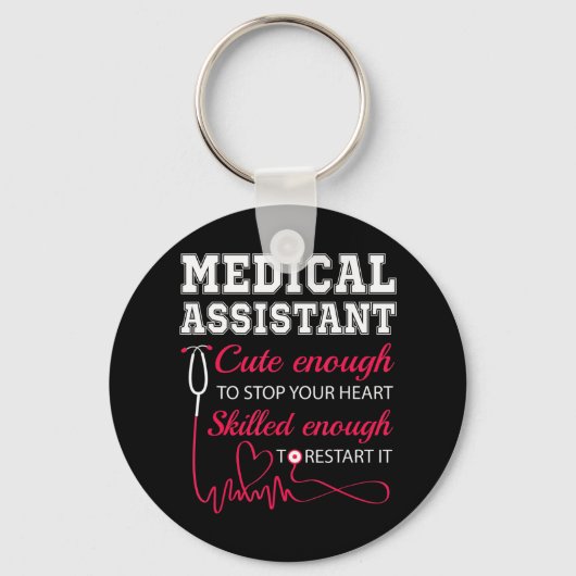 医療助手かわいいナースストップハート男性女性 キーホルダー (正面)