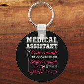 医療助手かわいいナースストップハート男性女性 キーホルダー (正面)