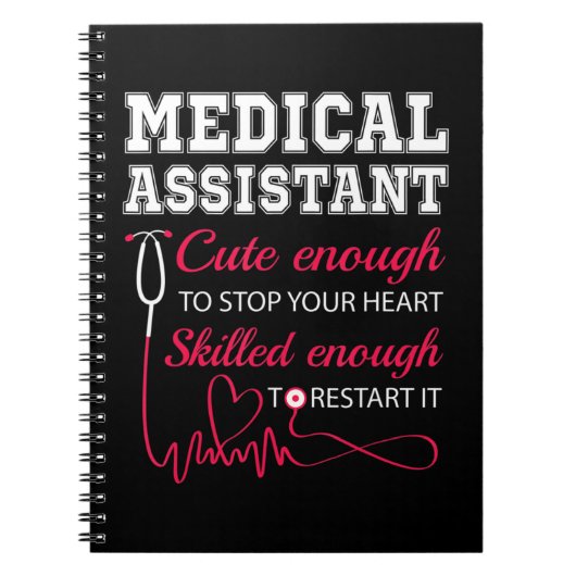 医療助手かわいいナースストップハート男性女性 ノートブック (正面)