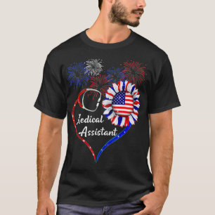 医療助手のひまわりのアメリカ国旗J第4位 Tシャツ