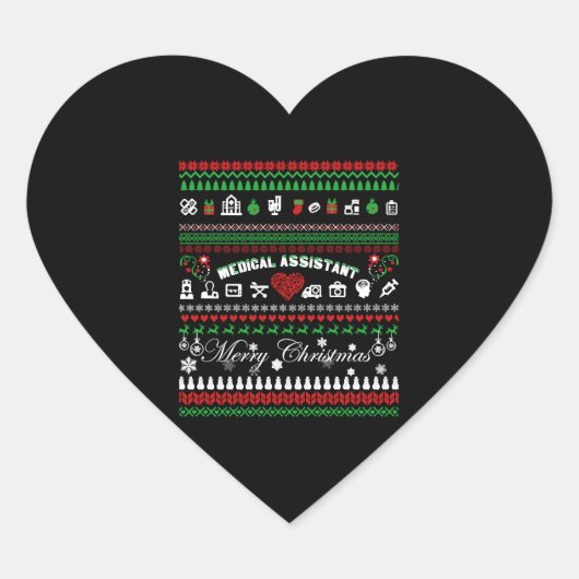 医療助手のクリスマスシャツ ハートシール (正面)