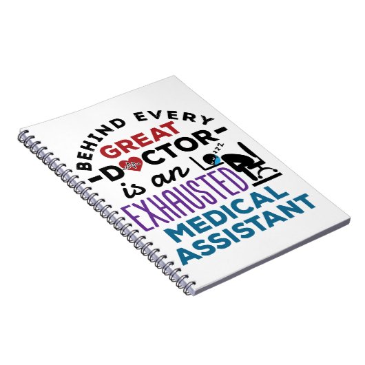 医療助手の疲れ果てたおもしろい感謝 ノートブック (右側)