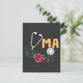 医療助手聴診器水彩フラワーヌ ポストカード (スタンド正面)