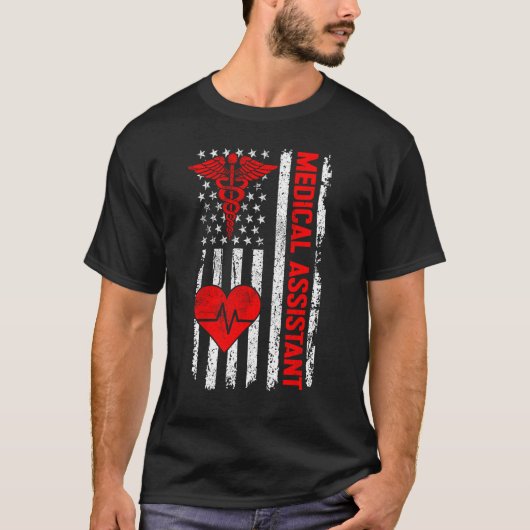 医療助手CMAライフUSAフラグMA看護 Tシャツ (正面)