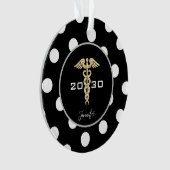 医療医ナースブラックアンド金ゴールドパーソナライズされた オーナメント (正面)