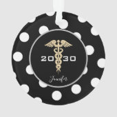 医療医ナースブラックアンド金ゴールドパーソナライズされた オーナメント (裏面)