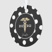 医療医ナースブラックアンド金ゴールドパーソナライズされた オーナメント (正面)