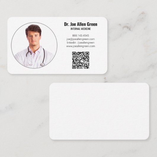 医療医モダン者の写真QRコード最小主義👩 名刺 (正面/裏面)