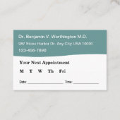 医療医局のアポイントメントカード 予約カード (正面)