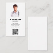 医療医師用写真QRコードのミニマルモダンリスト 名刺 (正面/裏面)