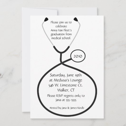 医療又は看護の卒業パーティ招待状 招待状 (正面)