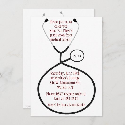 医療又は看護卒業パーティー招待状 招待状 (正面/裏面)