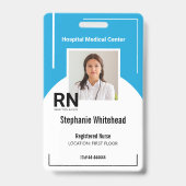医療員パーソナライズされたの写真IDターコイズ バッジ (正面)