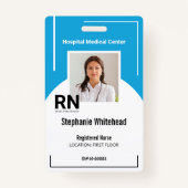 医療員パーソナライズされたの写真IDターコイズ バッジ (正面)