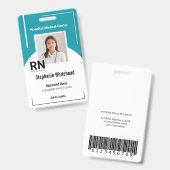 医療員パーソナライズされたの写真IDティール（緑がかった色） バッジ (正面＆裏面)