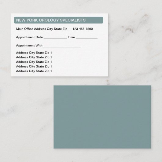 医療地数々の位アポイントメント名刺 予約カード (正面/裏面)