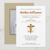 医療学校卒業のシンボル付き 案内状 (正面/裏面)