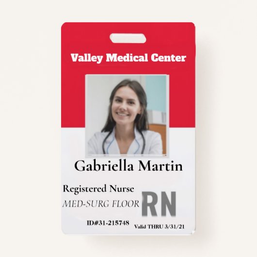 医療従パーソナライズされた業員写真IDバッジ バッジ (正面)