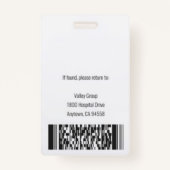 医療従パーソナライズされた業員写真IDバッジ バッジ (裏面)