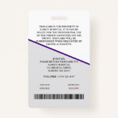 医療従パーソナライズされた業員IDバッジ+バーコード バッジ (裏面)