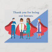 医療従事者のヒーローである医師と看護師に感謝を ポストカード (正面)