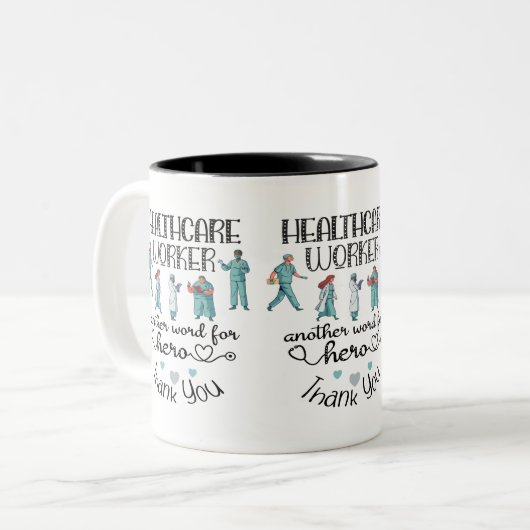 医療従事者のヒーローに感謝 ツートーンマグカップ (正面左)