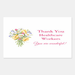 医療従事者のワイルドフラワースタンプに感謝 長方形シール