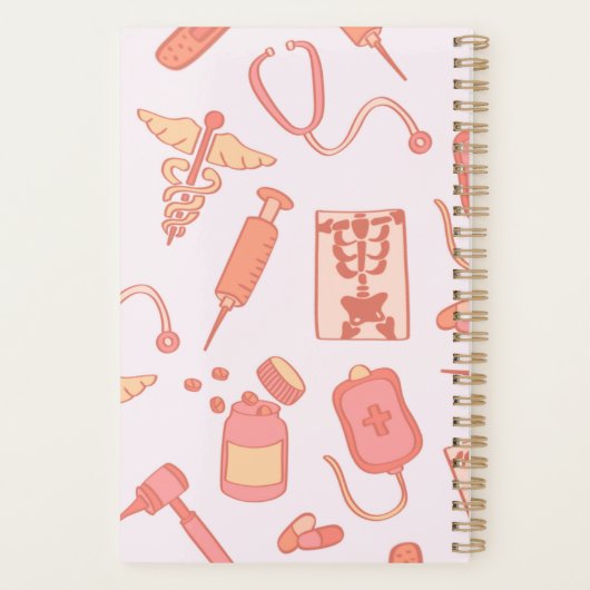 医療従事者のヴィンテージ名モノグラム プランナー手帳 (裏面)