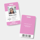 医療従事者の写真IDピンクのバッジ バッジ (正面＆裏面)