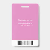 医療従事者の写真IDピンクのバッジ バッジ (裏面)