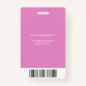 医療従事者の写真IDピンクのバッジ バッジ (裏面)