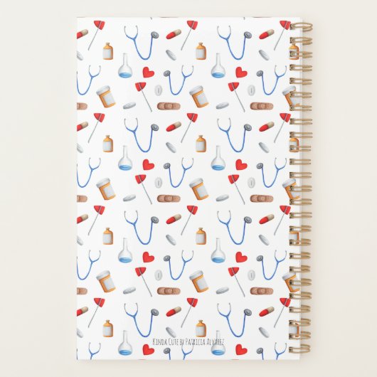 医療従事者の医師またはナース パーソナライズされた プランナー手帳 (裏面)