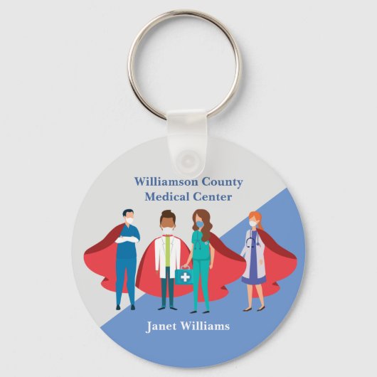 医療従事者の病院スーパーヒーローに感謝 キーホルダー (正面)