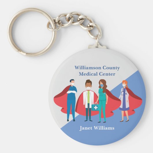 医療従事者の病院スーパーヒーローに感謝 キーホルダー (正面)