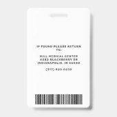 医療従事者の緑の写真ID バッジ (Back)