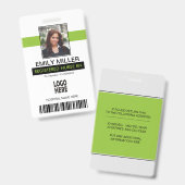 医療従事者のidライムグリーン写真テンプレート バッジ (正面&裏面)