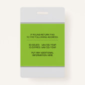 医療従事者のidライムグリーン写真テンプレート バッジ (裏面)