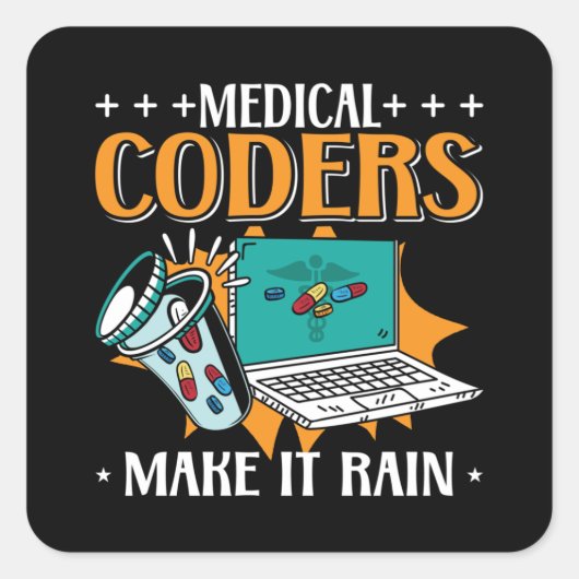 医療従事者はIt Rain Medical Coderコーディングを行う スクエアシール (正面)
