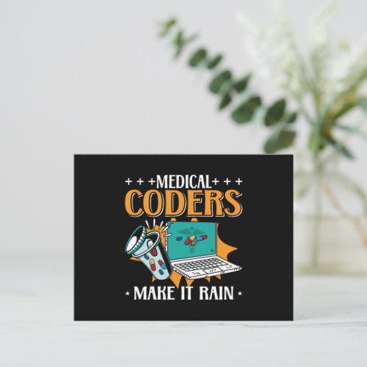 医療従事者はIt Rain Medical Coderコーディングを行う ポストカード (スタンド正面)