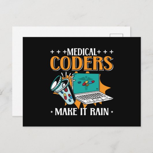医療従事者はIt Rain Medical Coderコーディングを行う ポストカード (正面/裏面)