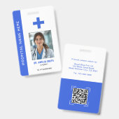 医療従事者写真 名前 QRコードID バッジ (正面&裏面)