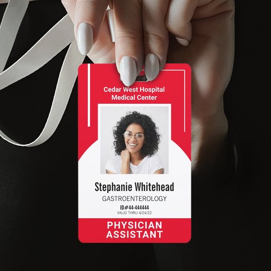 医療従業カスタム員の写真ID赤 バッジ