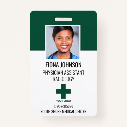 医療従業パーソナライズされた員のロゴ写真 バッジ (正面)