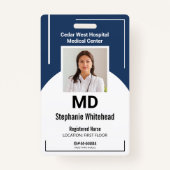 医療従業パーソナライズされた員の写真IDネイビーバッジ バッジ (正面)