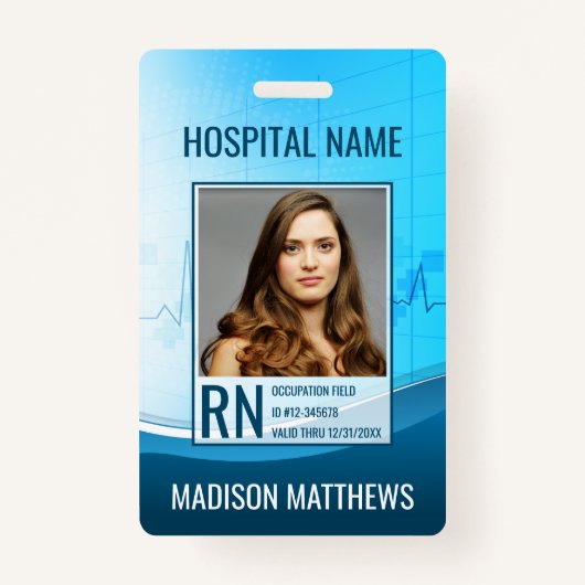 医療従業パーソナライズされた員の写真IDバッジ バッジ (正面)