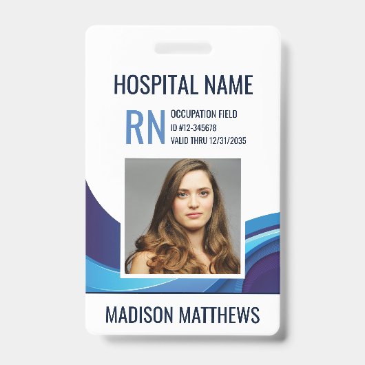 医療従業パーソナライズされた員の写真IDバッジ バッジ (正面)