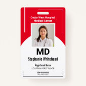 医療従業パーソナライズされた員の写真ID赤バッジ バッジ (正面)