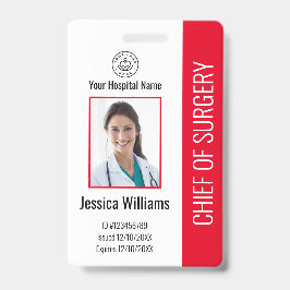 医療従業パーソナライズされた員の写真ID赤 バッジ