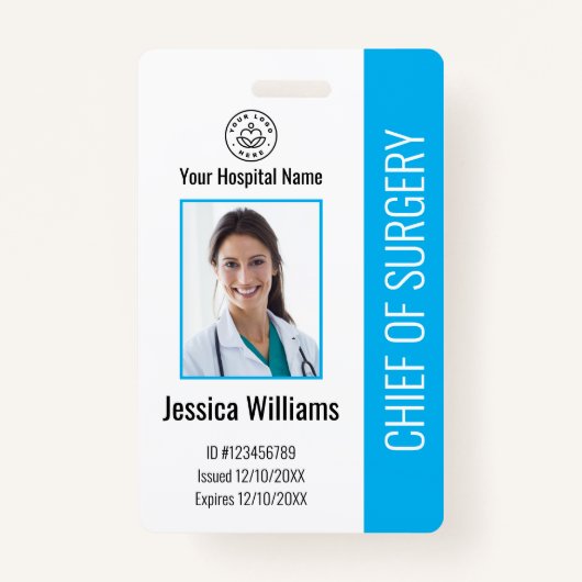 医療従業パーソナライズされた員の写真ID青 バッジ (正面)