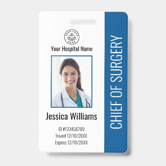 医療従業パーソナライズされた員の写真ID青 バッジ (正面)